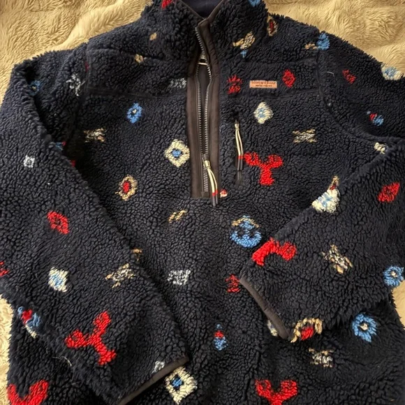 Vineyard Vines Nautical Icons Supershep Fleece Half Zip Pullover - Picture 2 of 5